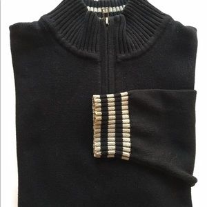 Dockers Men’s Half Zip Sweater Black Tan Large Cotton